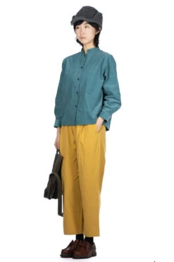 Corduroy Mao Collar Shirt - Blue Green -ICHI Sales Shop Nachukara Corduroy Mao Collar Shirt Blue Green nk535741 06