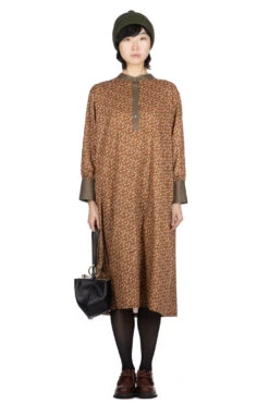 Cotton Flower & Leaf Dress - Orange