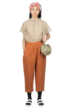 Linen 2 Tuck Pants - Orange