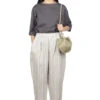 Linen Stripe 2 Tuck Pants - Beige 2 Linen Stripe 2 Tuck Pants - Beige -ICHI Sales Shop Nachukara Linen Stripe 2 Tuck Pants Beige nk335461 01