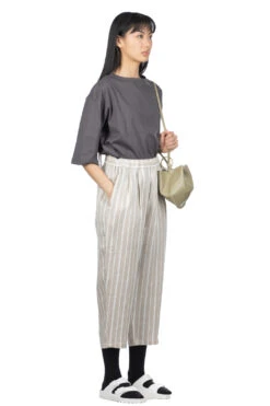 Linen Stripe 2 Tuck Pants - Beige -ICHI Sales Shop Nachukara Linen Stripe 2 Tuck Pants Beige nk335461 08