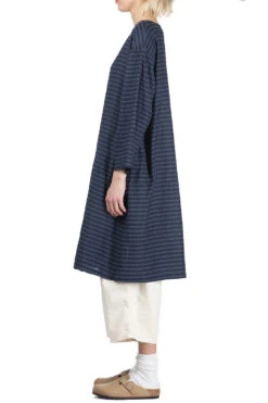 Silk Mixed Basque Shirt Dress - Navy Blue -ICHI Sales Shop tss Silk Mixed Basque Shirt Dress Navy Blue TT50QS02 03 w