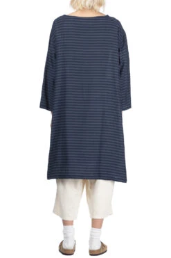 Silk Mixed Basque Shirt Dress - Navy Blue -ICHI Sales Shop tss Silk Mixed Basque Shirt Dress Navy Blue TT50QS02 04 w