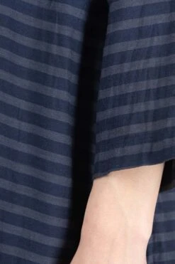 Silk Mixed Basque Shirt Dress - Navy Blue -ICHI Sales Shop tss Silk Mixed Basque Shirt Dress Navy Blue TT50QS02 06 w