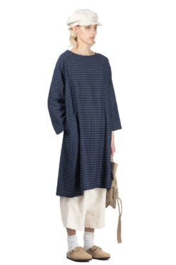 Silk Mixed Basque Shirt Dress - Navy Blue -ICHI Sales Shop tss Silk Mixed Basque Shirt Dress Navy Blue TT50QS02 07 w